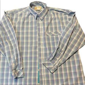 Wrangler 20X Mens XL Long Sleeve Button Up Shirt Blue and Turquoise Plaid